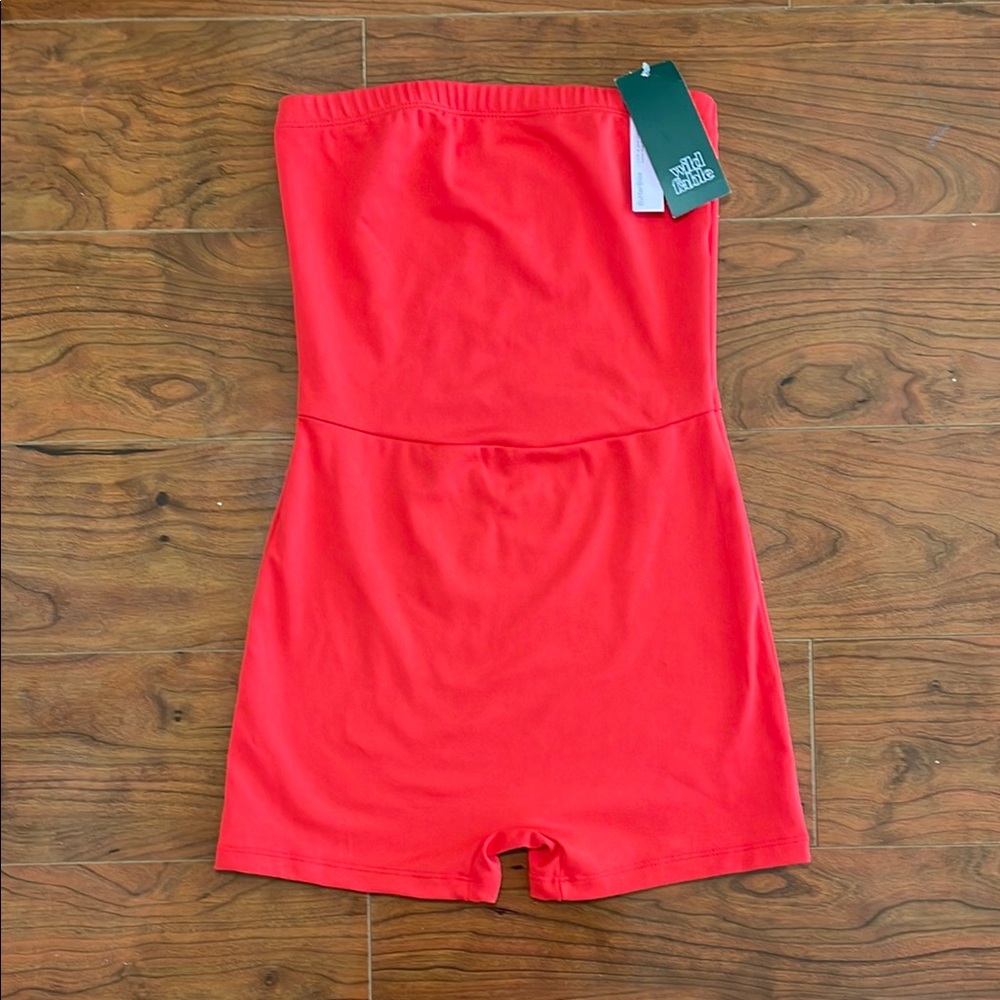 NWT Wild Fable Red Tube Top Shorts One Piece Summer Athletic Romper